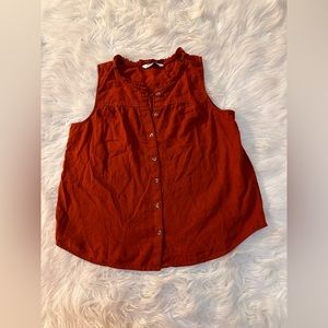 Sonoma dark orange button up tank size: L